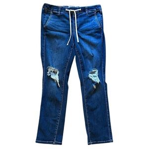 TORRID distressed elastic drawstring waist straight leg jogger jeans 0T (12/L)